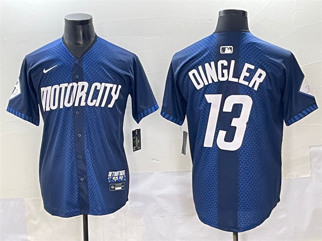 Men's Detroit Tigers #13 Dillon Dingler 2024 Navy City Connect Cool Base Limited Stitched Jersey Men's Detroit Tigers #13 Dillon Dingler 2024 Navy City Connect Cool Base Limited Stitched Jersey